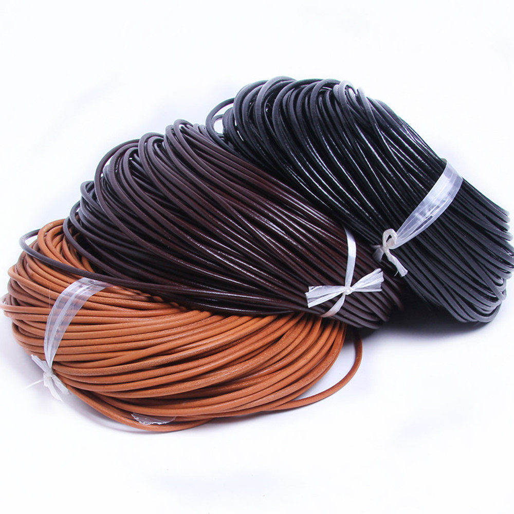 Pure cowhide rope diy accessories black brown color round cowhide rope real cowhide multi-Specification