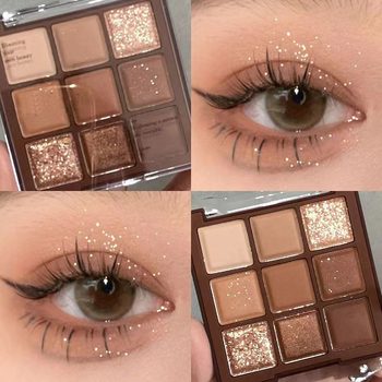 MGL Nine-color Mocha Chocolate Eye Shadow Jiugongge Milk Tea Nine-color Orange Brown Beginner Pearlescent Matte Earth Color Flat