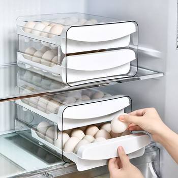 Refrigerator Egg Storage Box Household Stackable Egg Tray Kitchen Egg Box Drawer-Type Crisper Double-Layer Egg Rack