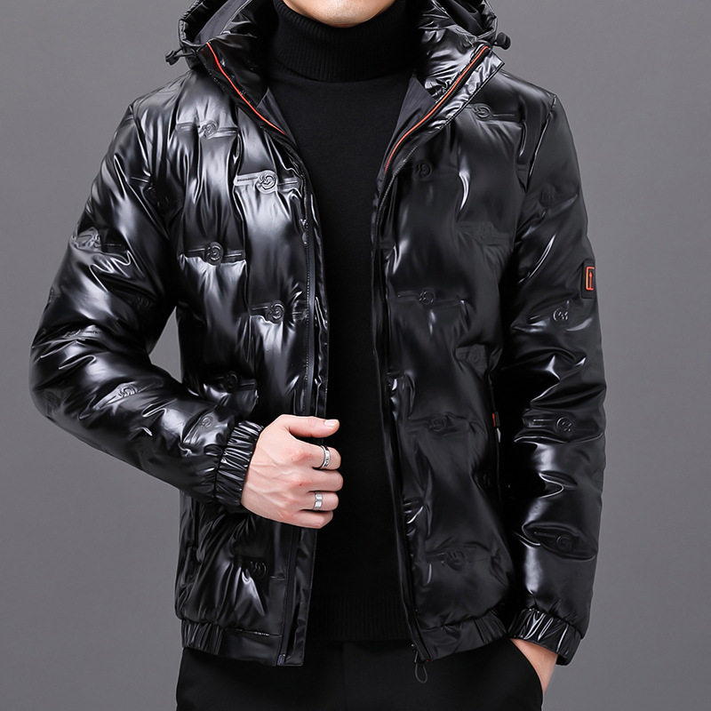 Cross-Border Live Broadcast Popular Winter down Jacket Men's New Hooded down Jacket Casual Glossy Short down Jacket