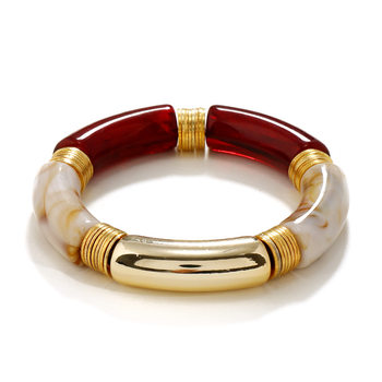 European and American Fashion Personalized New Acrylic Curved Bamboo Bracelet Multicolor Vintage Marble Bracelet