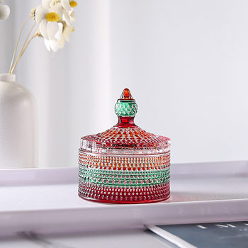 Hand Painted Colorful Gradient Candy Storage Jar Mongolian Jar Jewelry Storage
