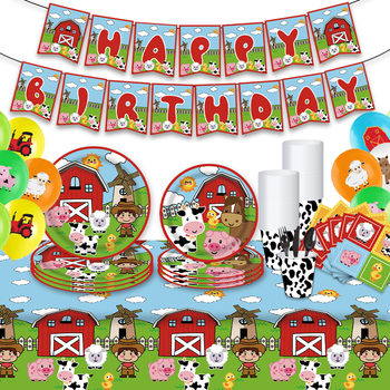 Farm Animal Theme Kidsren's Birthday Paper Plate Party Tableware Set Birthday Plate Disposable Paper Plate Paper Cup