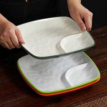 Commercial Melamine Tray Chinese-Style Rice Tray Self-Service School Cafeteria Weighing Fast Food Restaurant Double-Handle Anti-Drop Non-Slip Tray