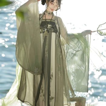 Qiyunji Original Han Dynasty [Full of Spring] Tang-Style Chest-Length Large-Sleeved Shirt and Heshi Skirt, Fairy-Like Spring, Summer and Autumn New Style