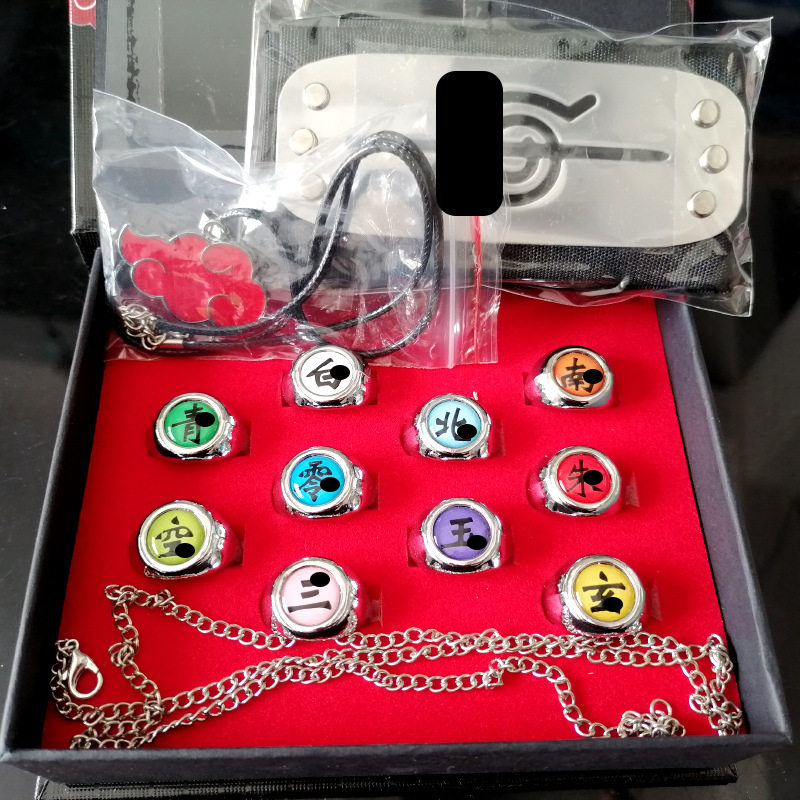 卡通火影动漫周边鼬 佩恩朱字开口戒指 阿飞卡卡西晓组织戒指批发