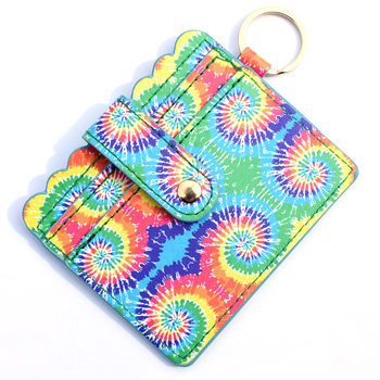Cross-border Amazon PU leather leopard print keychain card holder bank card holder student bus ID card coin purse