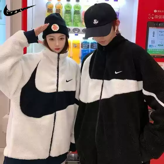 Autumn and Winter Lamb Fleece Men's Coat Hong Kong Trend Brand Thick Cotton Coat with Fleece Korean Version Loose Lamb Fleece Cotton Coat Men's Style