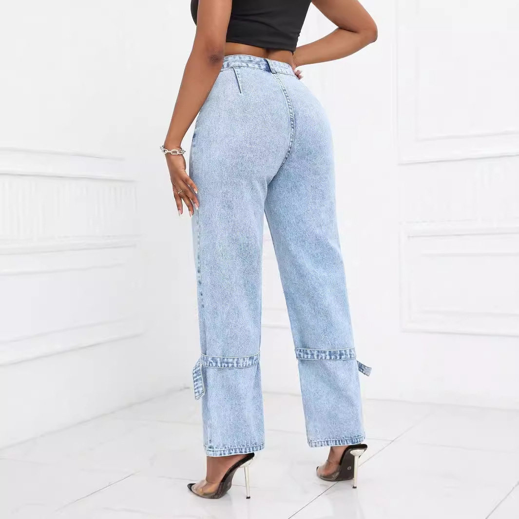 High Waisted Loose Fit Straight Leg Jeans Womens Denim Trousers Casual Wear for Everyday Use Wholesale Available