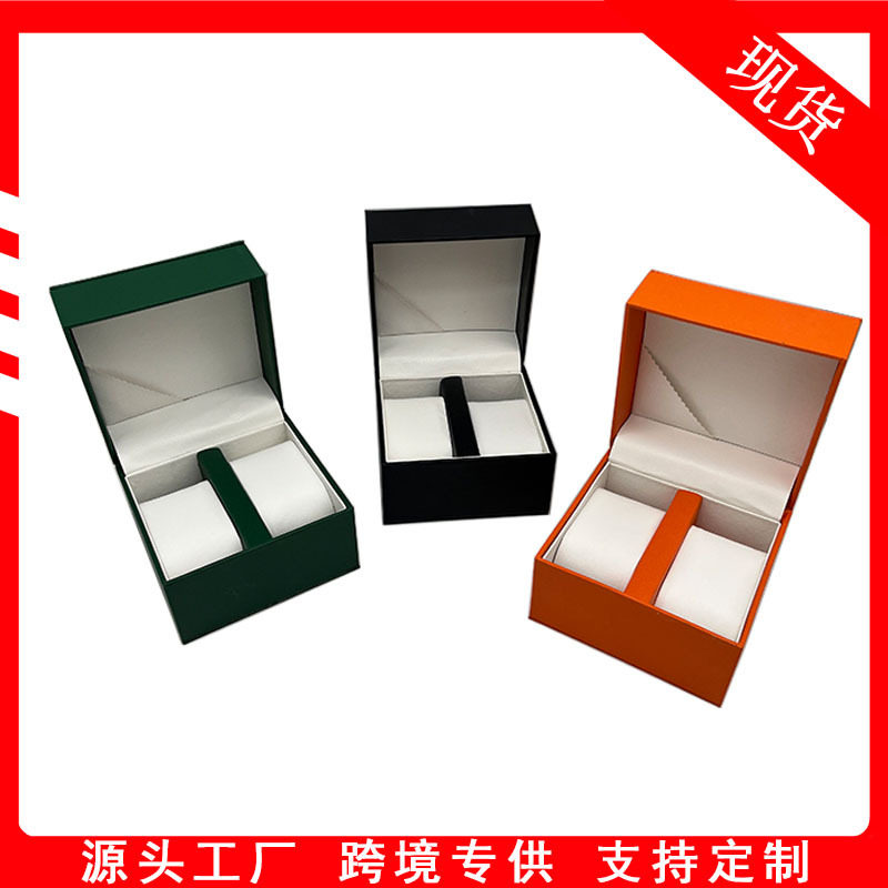 Pu Leather Watch Box Manufacturer Ready-Made Couple Watch Packaging Box Flip Packaging Double Watch Box Full Leather Two-Color Watch Box