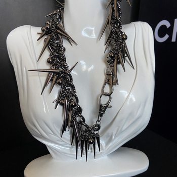 Y2K Sexy Style Rivet Round Bead Tassel Necklace Waist Chain Female Unique Stylish Niche Design Clavicle Chain Accessories