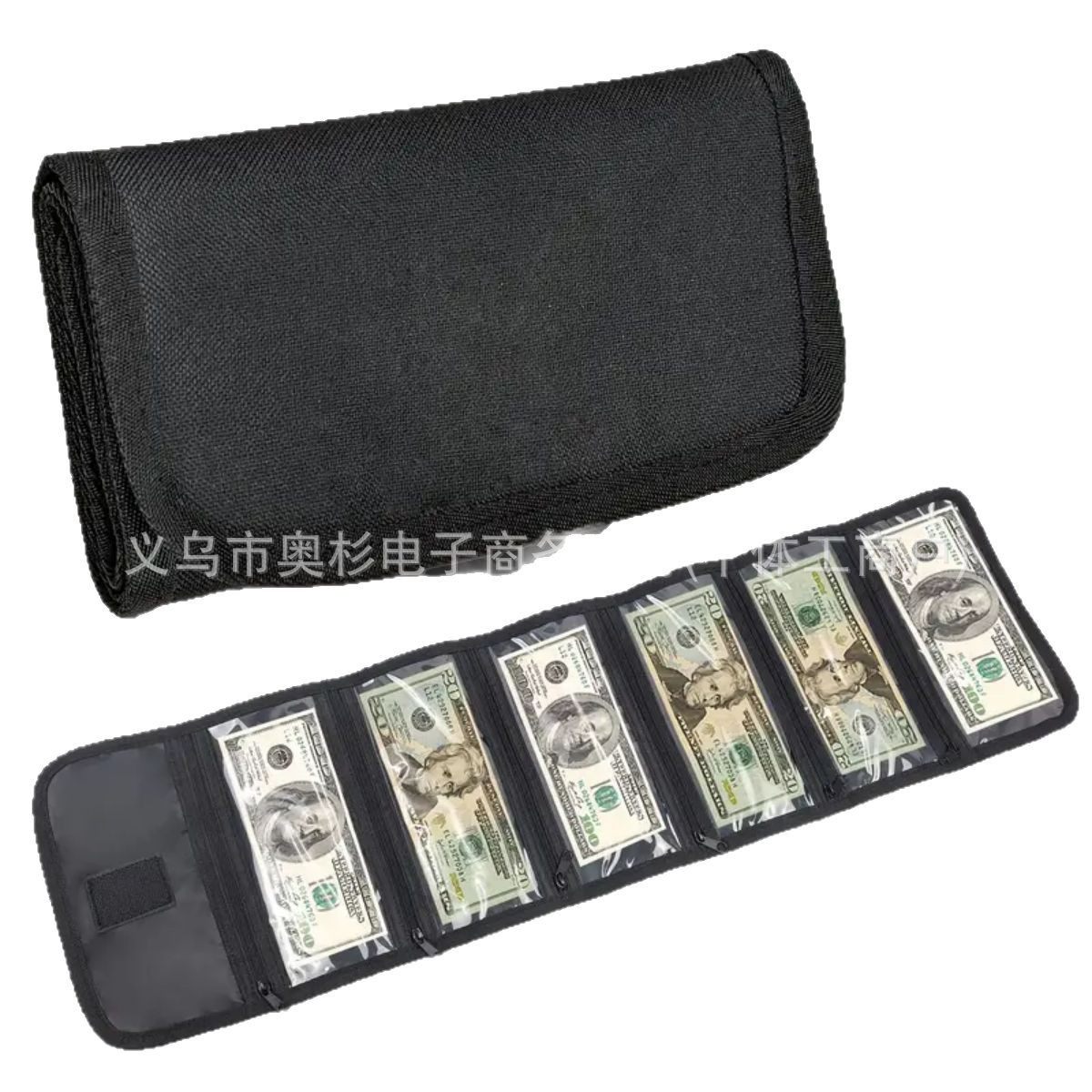 Hot recommend! Practical Cash Storage Bag Wallet with 6 Zippers Waterproof Money Bag Multi-grid Coin Purse