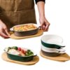 Rectangular Ceramic Baking Pan Oven Cheese Baked Rice Bowl Household Baking Double-Eared Baking Bowl Microwave Oven Plate