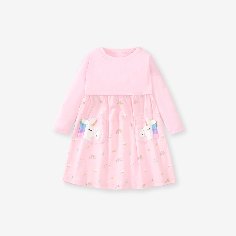 Girls' Dress, Autumn Long-sleeve Skirt, Cute Cartoon Kids' Princess Dress