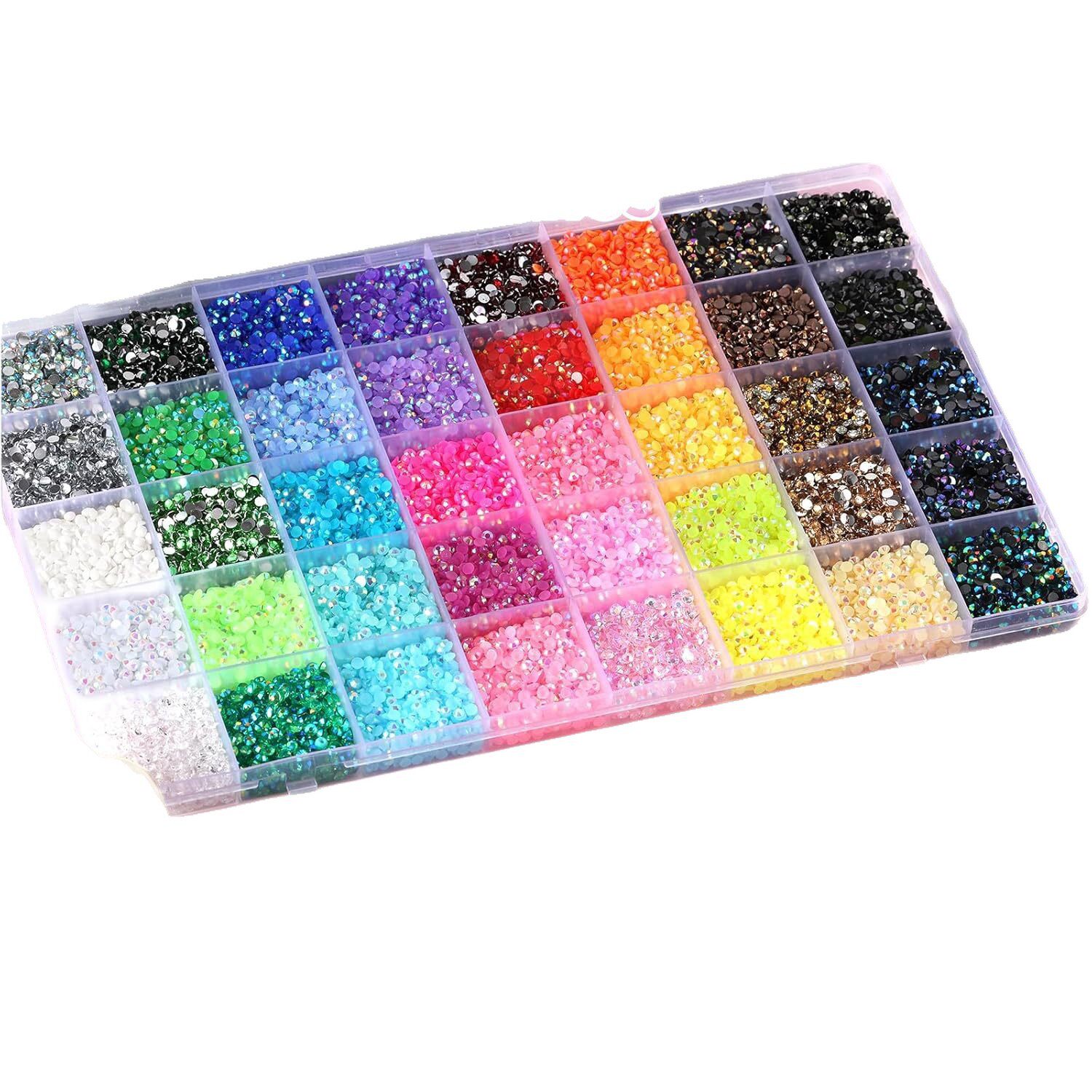 Amazon's Popular 40/28/24 Grids Ab Colorful Flats Jelly Resin Diamond Boxed DIY Nail Art Clothing Mobile Phone