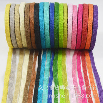 Fine 17-strand 1cm colorful flat hemp rope handmade diy clothing hat decorative packaging jute ribbon rope wholesale