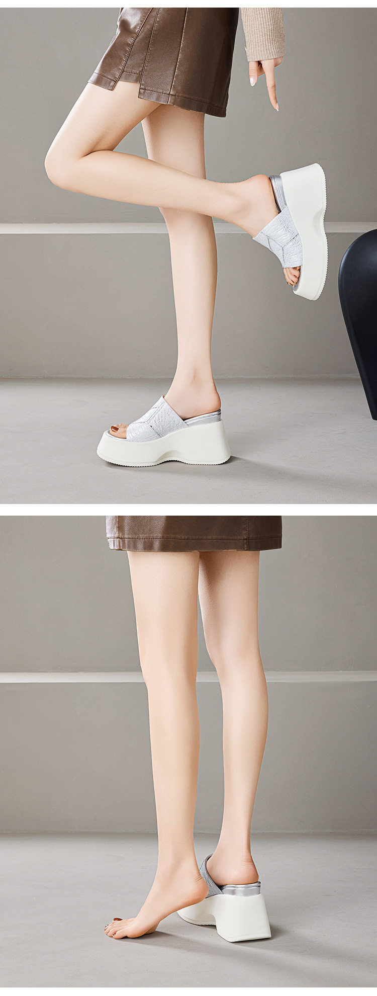 Sandal cao gót nữ hở mũi đế platform gót 10 cm — Áo khoác sáng chi tiết 7