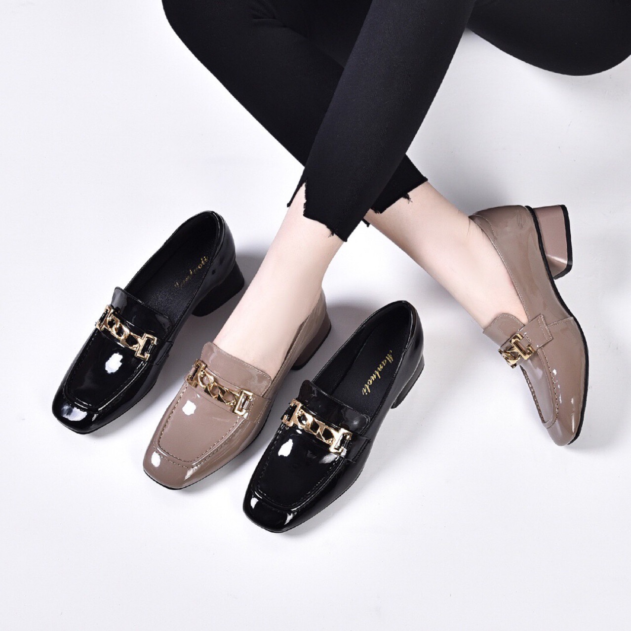 (Mới) Mã D6981 Giá 1300K: Giày Da Nữ Toopan Gót Vuông Hàng Mùa Xuân Thu Đông Giày Dép Nữ Chất Liệu Da Bò G04 Sản Phẩm Mới, (Miễn Phí Vận Chuyển Toàn Quốc).