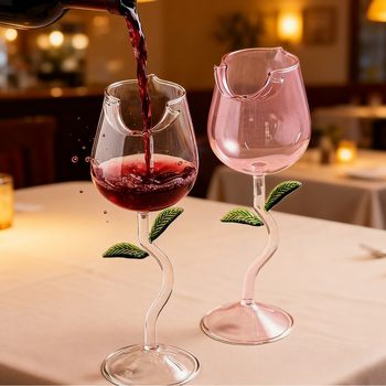 Light Luxury Ins Rose High Borosilicate Glass Tall Wine Glass Wedding Romantic French Restaurant Red Wine Glass Champagne Glass