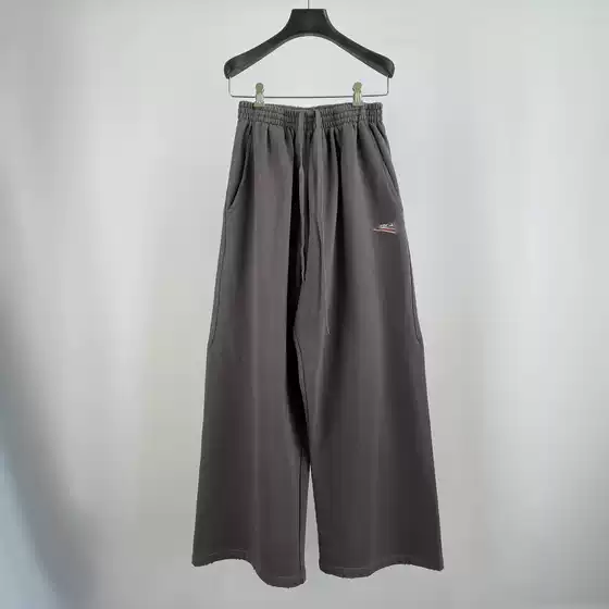 Correct Version B Cola crack worn trousers sweatpants smoky gray color matching loose version men's and women's same sweatpants