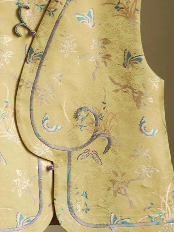 2025 Early Spring Top New Chinese Style National Style High-end Super Good-looking Niche Chic Design Yellow Vest for Women