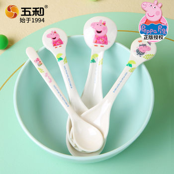 Five and food grade melamine fork spoon children's spoon baby learning to eat training baby fork self-feeding spoon