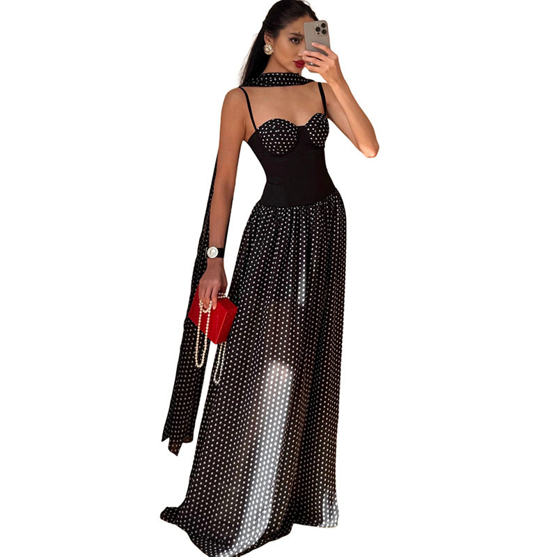 Summer Womens Dress Sexy Backless Halter Neck Trendy Polka Dot Design Perfect for Parties and Events Wholesale