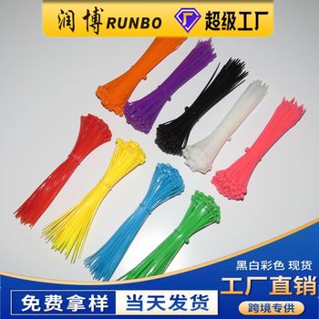 Factory wholesale self-locking nylon cable tie black and white 3*100 solid WIDTH 2.5 mm100 pack color cable tie flame retardant