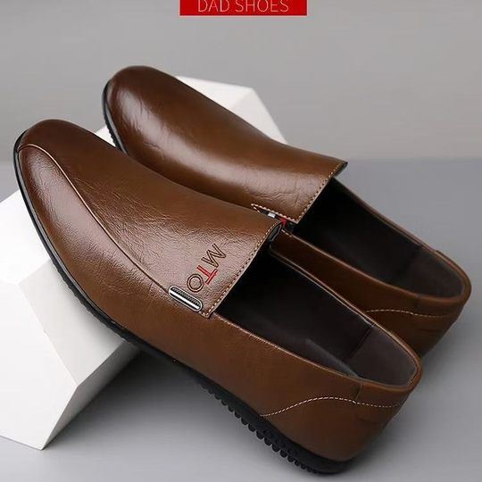 Men's Leather Shoes 2025 New Breathable Casual Pea Shoes Slip-on Leather Shoes Soft Bottom Soft Surface Driving Casual Men's Shoes