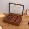 Spot Wooden Watch Jewelry Storage Box Cross-Border Wholesale Window-Opening Black Walnut Watch Box Dust-Proof with Lock High-End Gift