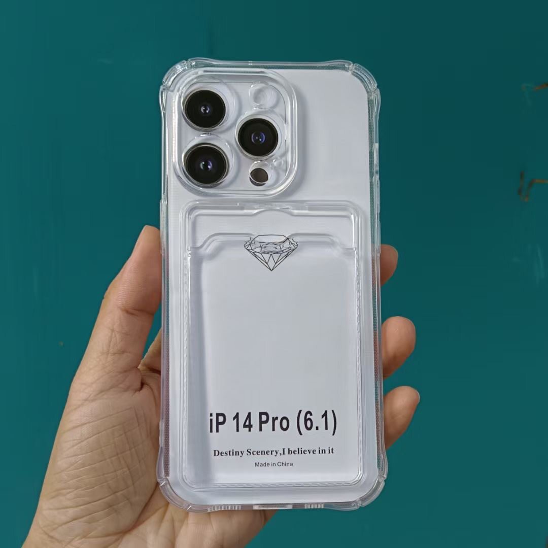 Tpu Card-Insertable Phone Case Suitable for Apple 17Promax Transparent 15 Anti-Drop Phone Protective Case Iphone13/16