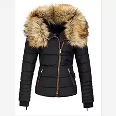 Winter Cotton Outwear Women's 2021 Cross-Border European and American Fur Collar Zipper Cotton Outwear Thickeneded Warm Jacket Women 524332