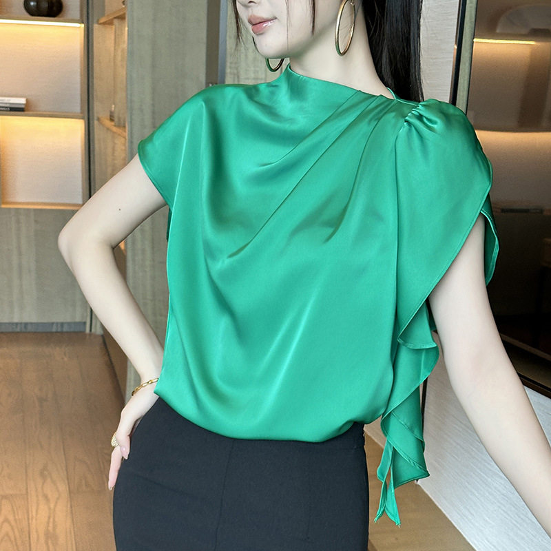 Áo thun nữ oversize cổ tròn tay ngắn dáng rộng — [Xanh lục]