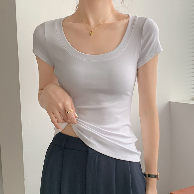 230g纯棉短袖t恤女2026夏天新款纯色圆领百搭简约打底衫韩版女装