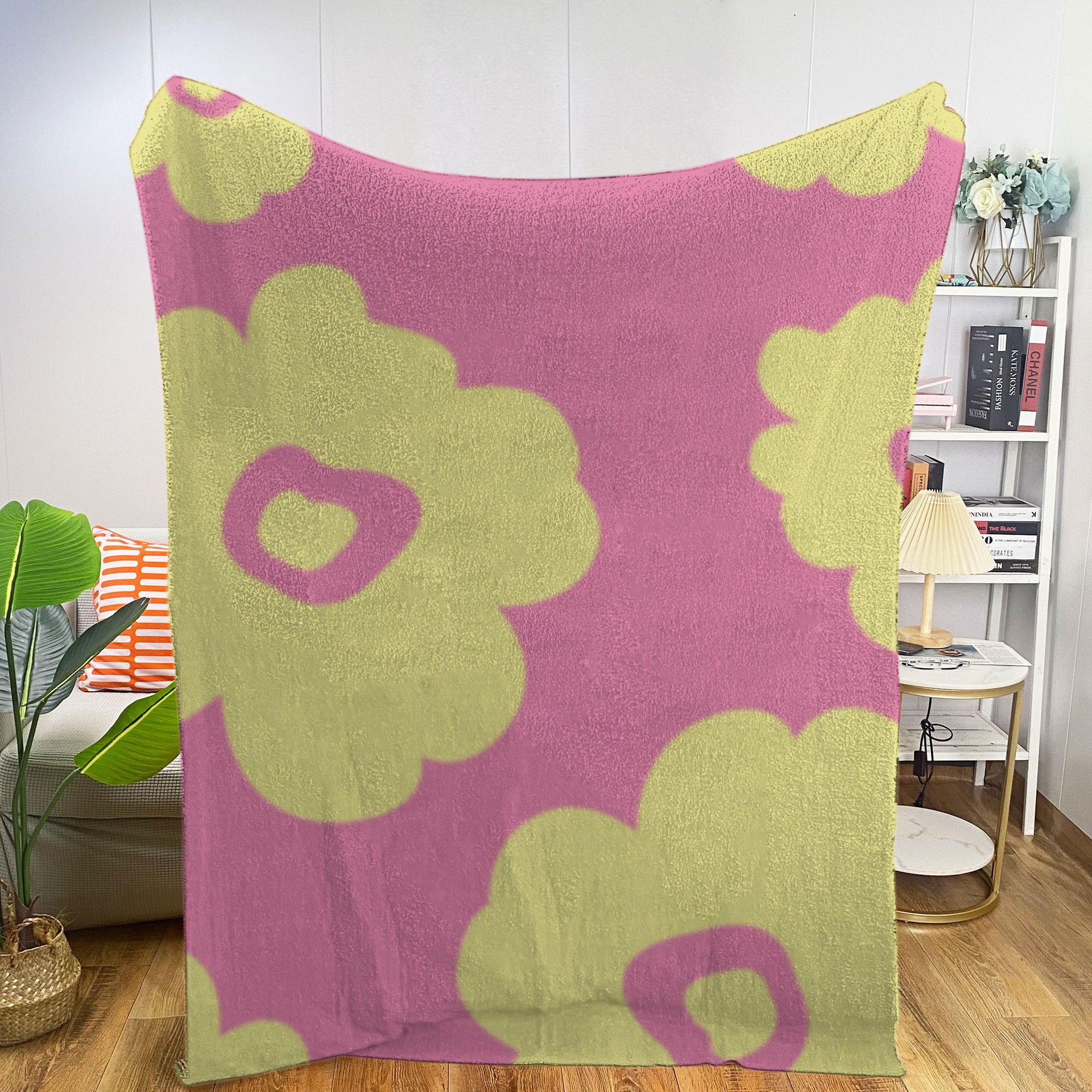 Customized Blanket Autumn and Winter Cover Blanket with Tulip Texture, Half-Fluffy Blanket for Home Sofa, Nap Blanket, Ins Style
