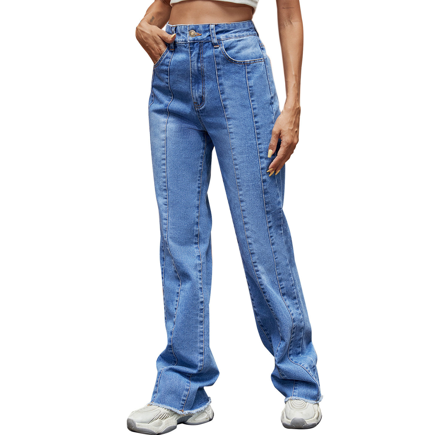 High Waisted Wide Leg Jeans for Women Casual Floor Length Trendy Design Perfect for Everyday Wear Wholesale