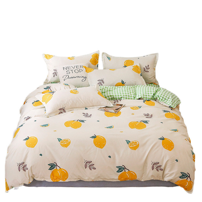 Washed cotton bed four-piece set spring and summer quilt cover sheets student dormitory single three-piece set Nantong home textile wholesale
