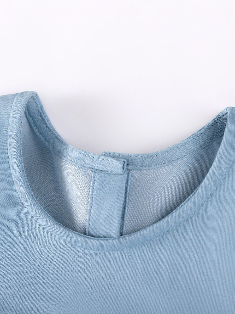 Girls' Sleeveless Dress, Summer Kids' Denim Dress, [Style] Cute Cherry Kids' Dress