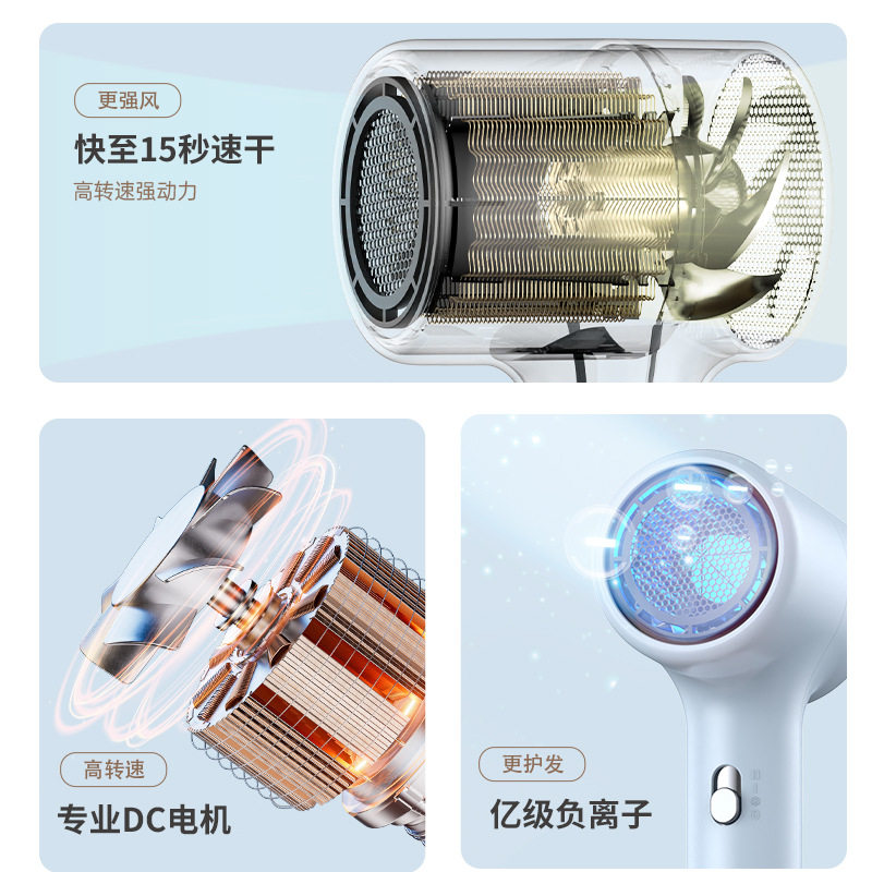 Hair Dryer Blue Light Household Big Wind Cold and Hot Wind Hair Dryer High Power Hair Salon Hair Dryer Student Dormitory Cross Border