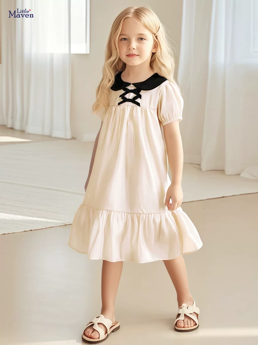 Factory Direct Supply Cute Girls' Summer Dress, Cotton Kids' Dress