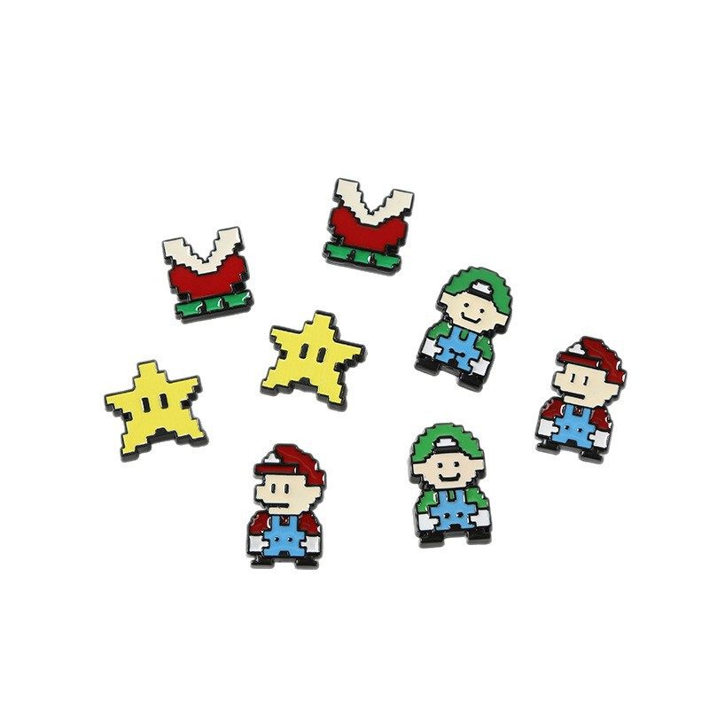 New Cartoon Pixel Mario Clogs Shoe Charms DIY Shoe Buckle Accessories Integrated Buckle 3D Cute Shoe Charms