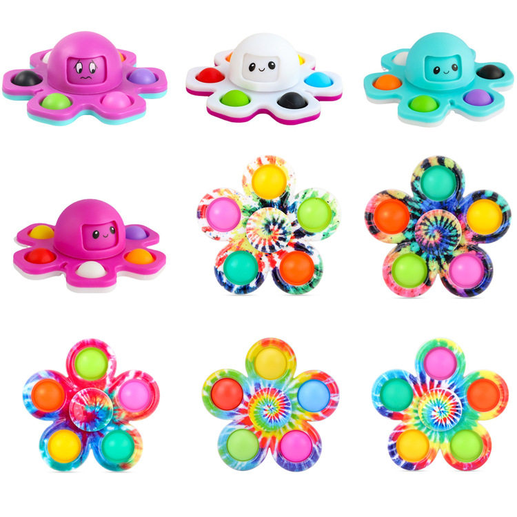 Factory spot fingertip gyro turn turn music rodent pioneer luminous face octopus decompression stall rotating toys