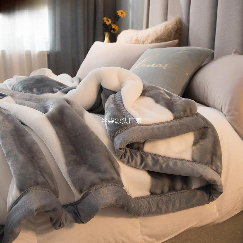 Raschel Blanket Bed Sheetss Plus Velvet Thickeneded Blanket Dormitory Single Warm Double-Sided Velvet Coral Velvet Nap Blanket