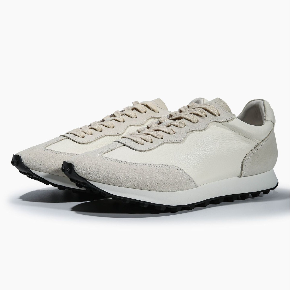 Giày sneaker nam da bò thật phối âu phong cách thể thao — Màu trắng