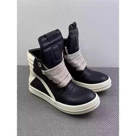 Ro Men's Trendy Shoes 2026 New Style Thick Shoelaces Fashion High-Top Sneakers Women's Height-Increasing Thick-Soled Versatile White Short Boots Women's