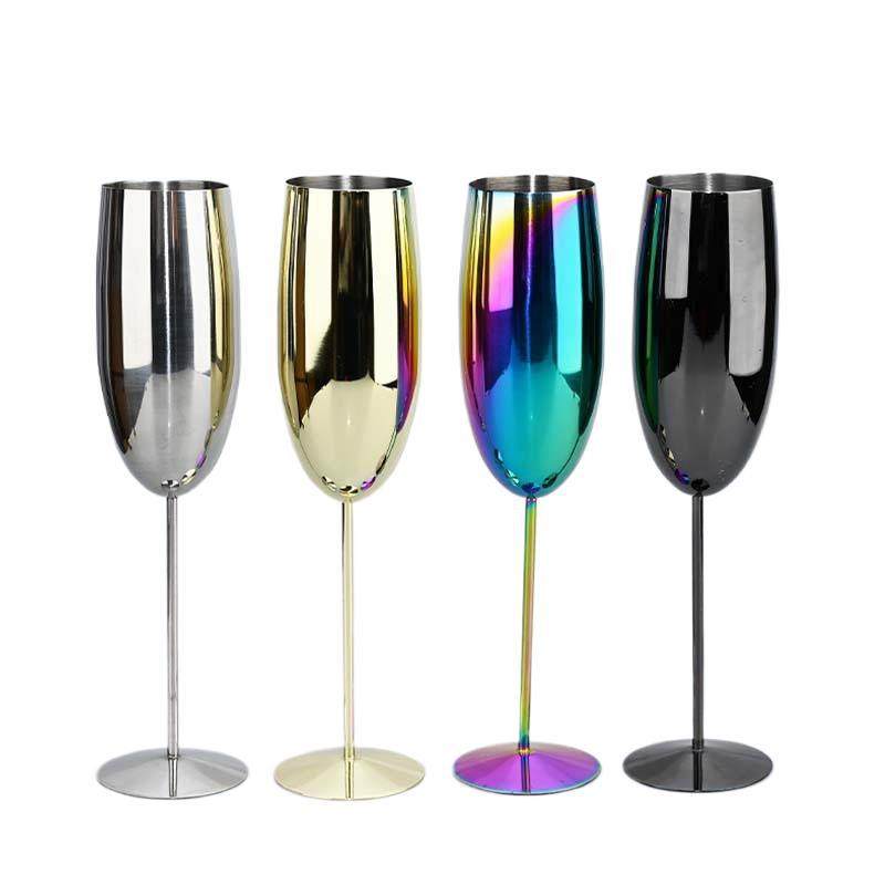 Entry Luxury Metal Goblet 304 Stainless Steel Material Champagne Glass Bar Party Bubble Wine Glass Wine suit