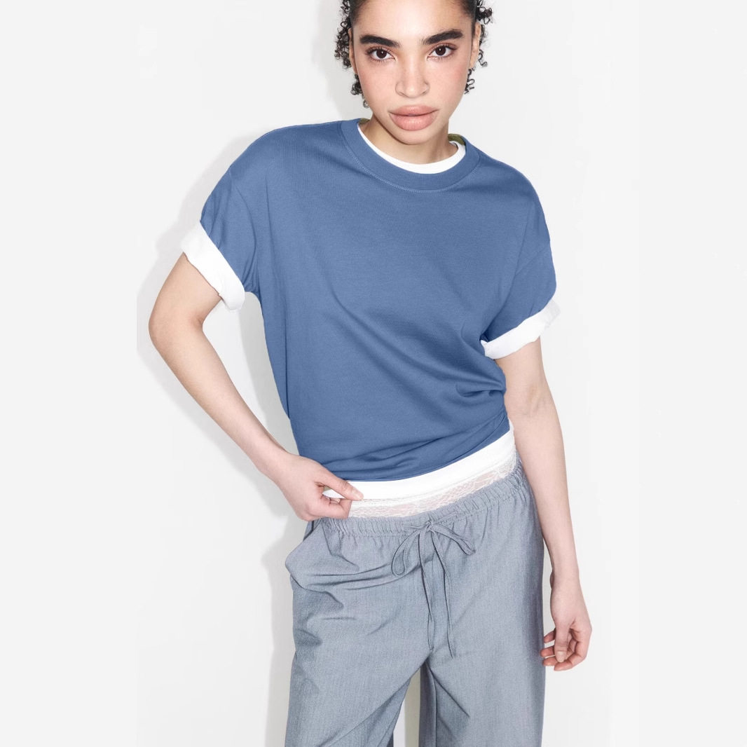 Womens 100 Cotton Solid Color T Shirt Round Neck Short Sleeve Versatile Style Spring Summer Collection Wholesale