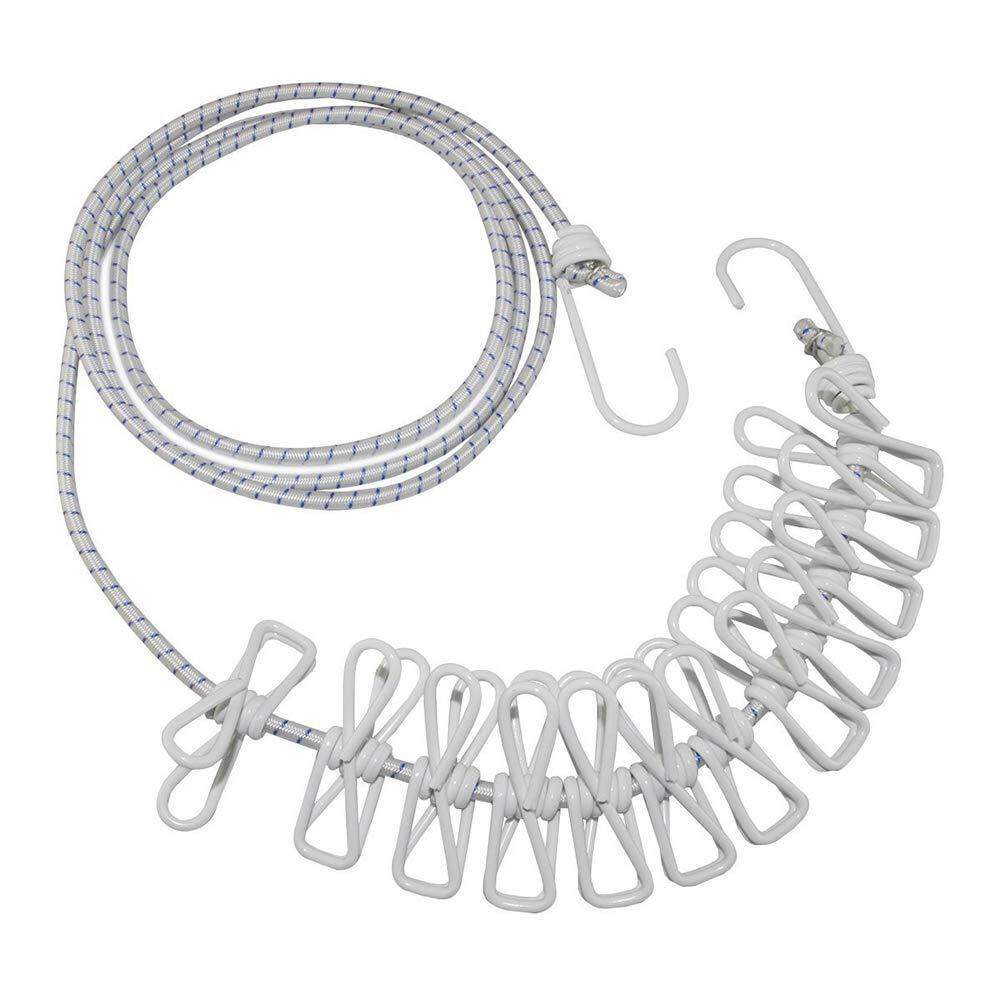 Clothesline Travel Portable 12 Clips Home Foldable Travel Clothes Drying Rack Clothespin Clothes Hook Clip