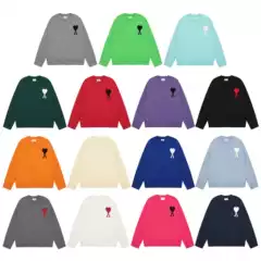 Ami Knitted Sweater Round Neck Small Heart Trendy Brand Female Couple Loose Sweater Top Long Sleeve 25 Years New Cross-Border