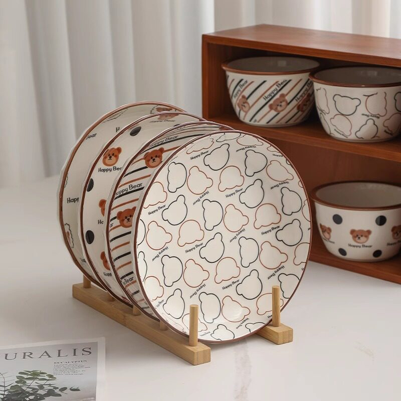 Cute Nixiong Ceramic Dinner Bowl Household Rice Small Bowl Children's Tableware One-person Diet Bowl suit